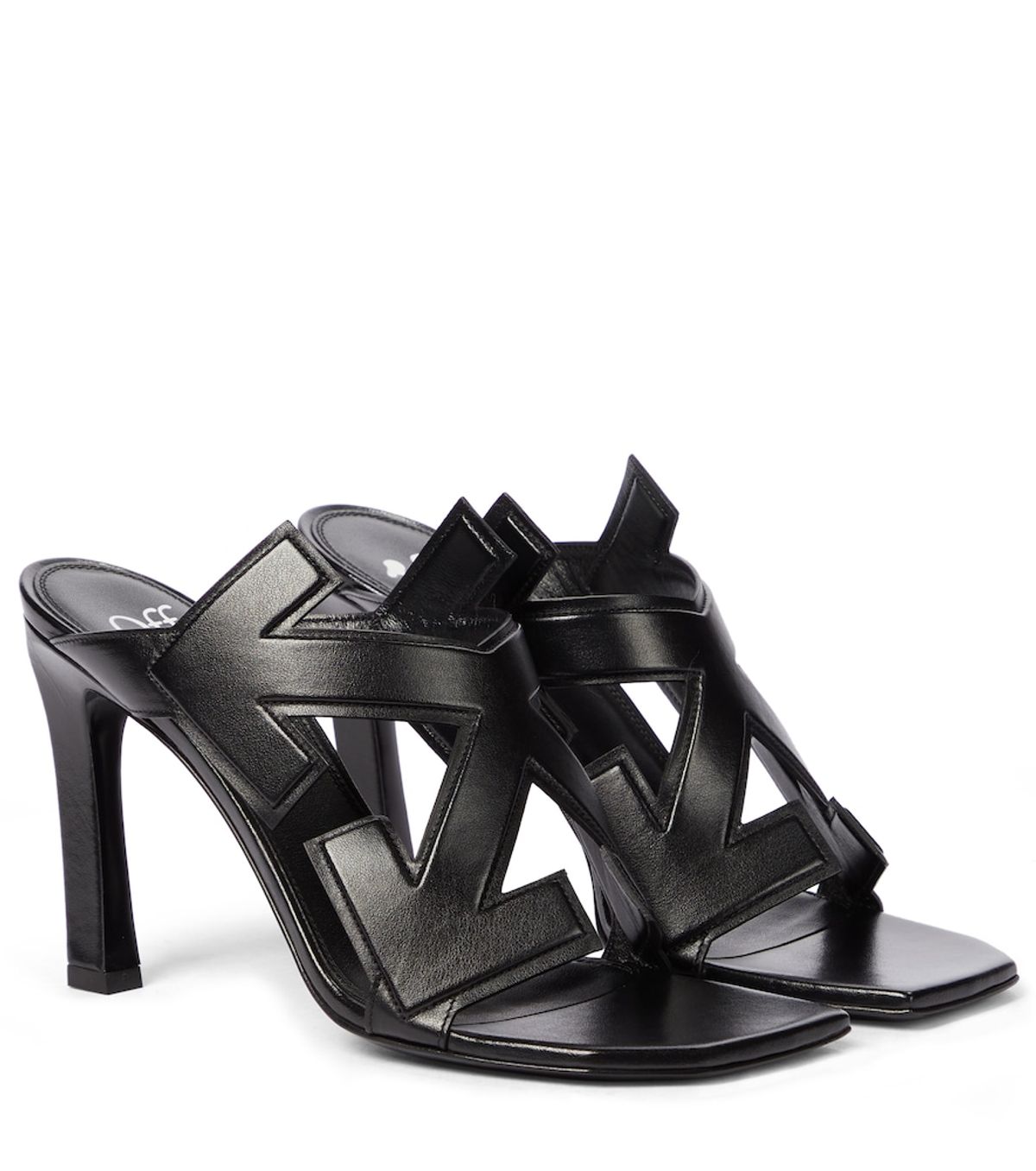 Off-White Arrows Motif Leather Mules In Black