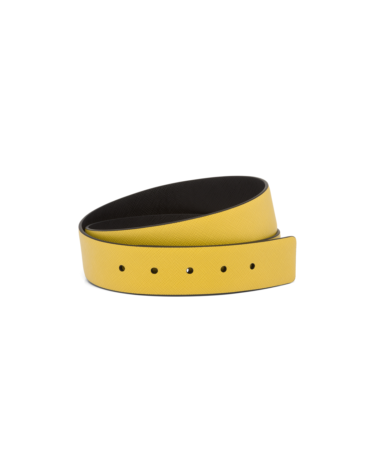 Prada Reversible Saffiano Leather Belt Strap In Sun/black
