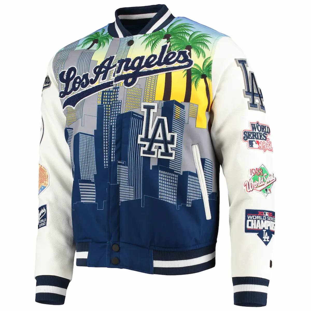 Pro Standard × Los Angeles Dodgers White Remix Full-Zip Varsity Jacket