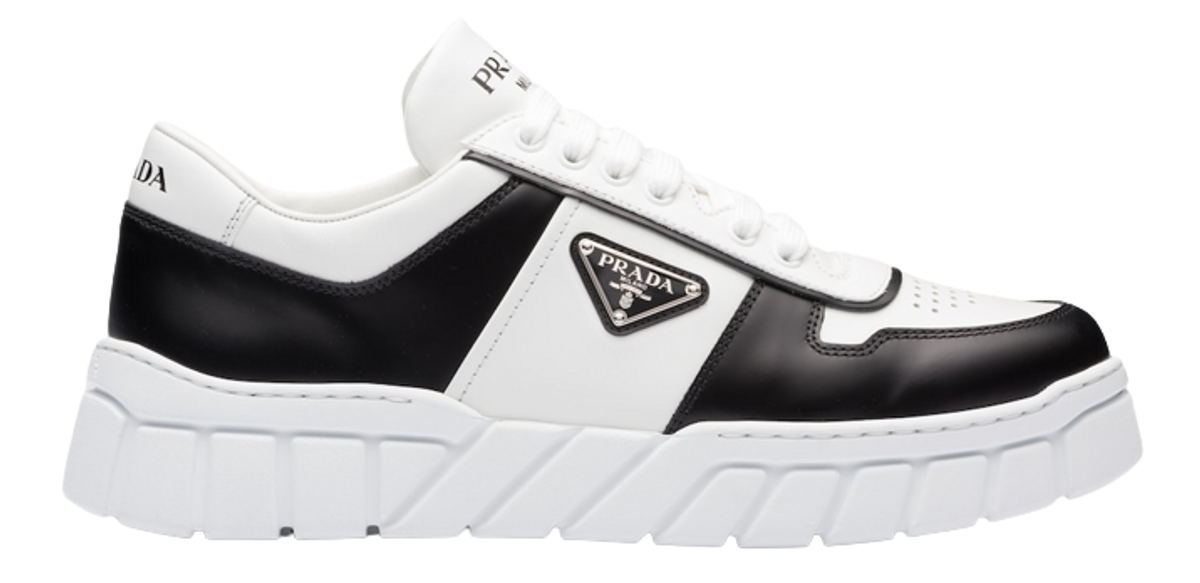 Prada White And Black Leather Sneakers