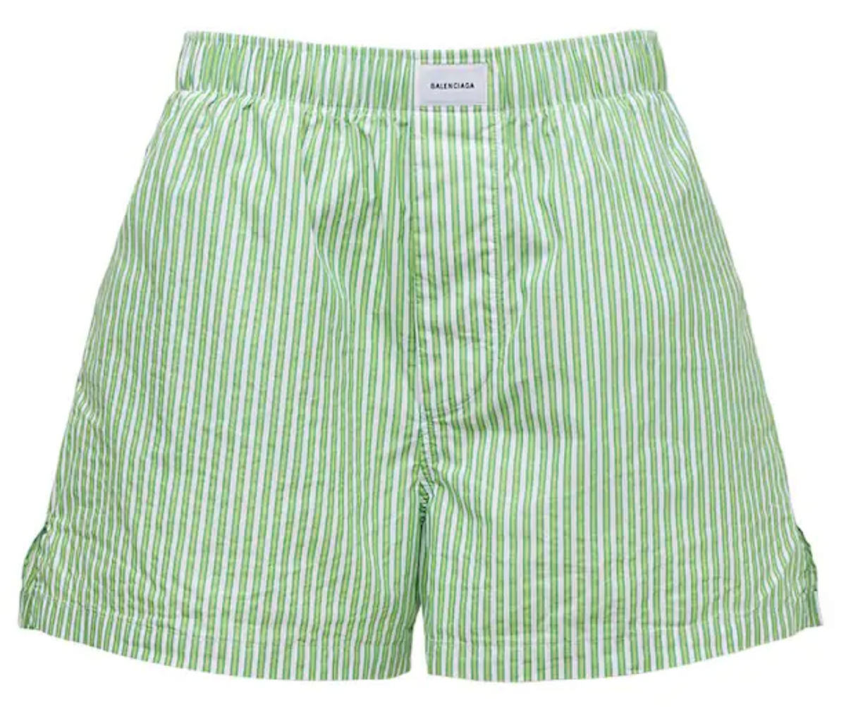 Balenciaga Cotton Blend Poplin Green Pajama Shorts