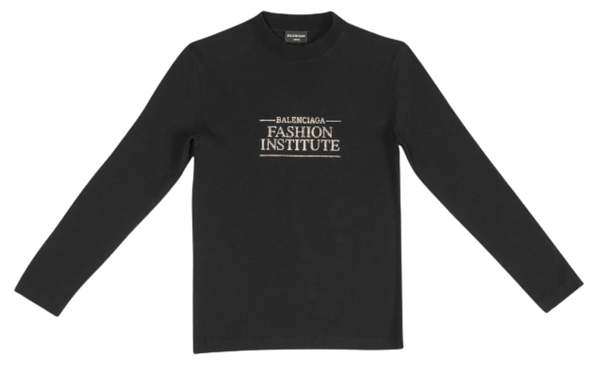 Balenciaga Fashion Institute Fitted Black Long Sleeve T-Shirt