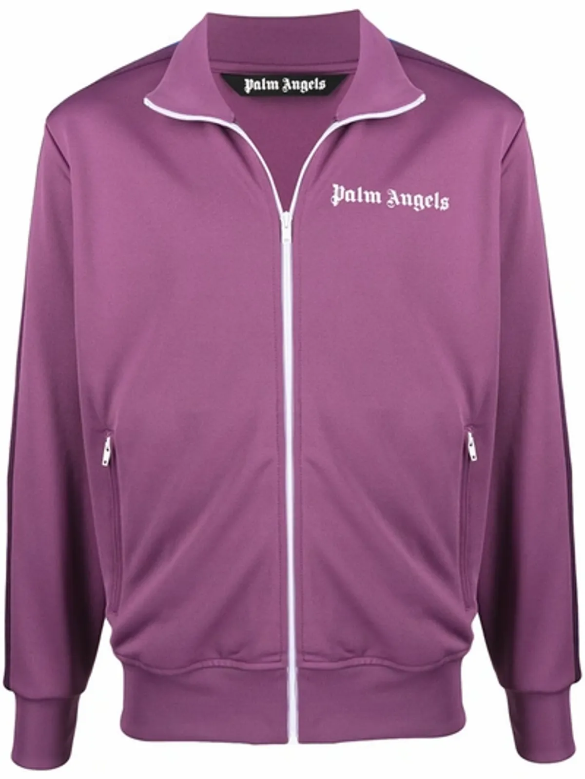 Palm Angels Logo-print Stripe Jersey Track Jacket In Purple