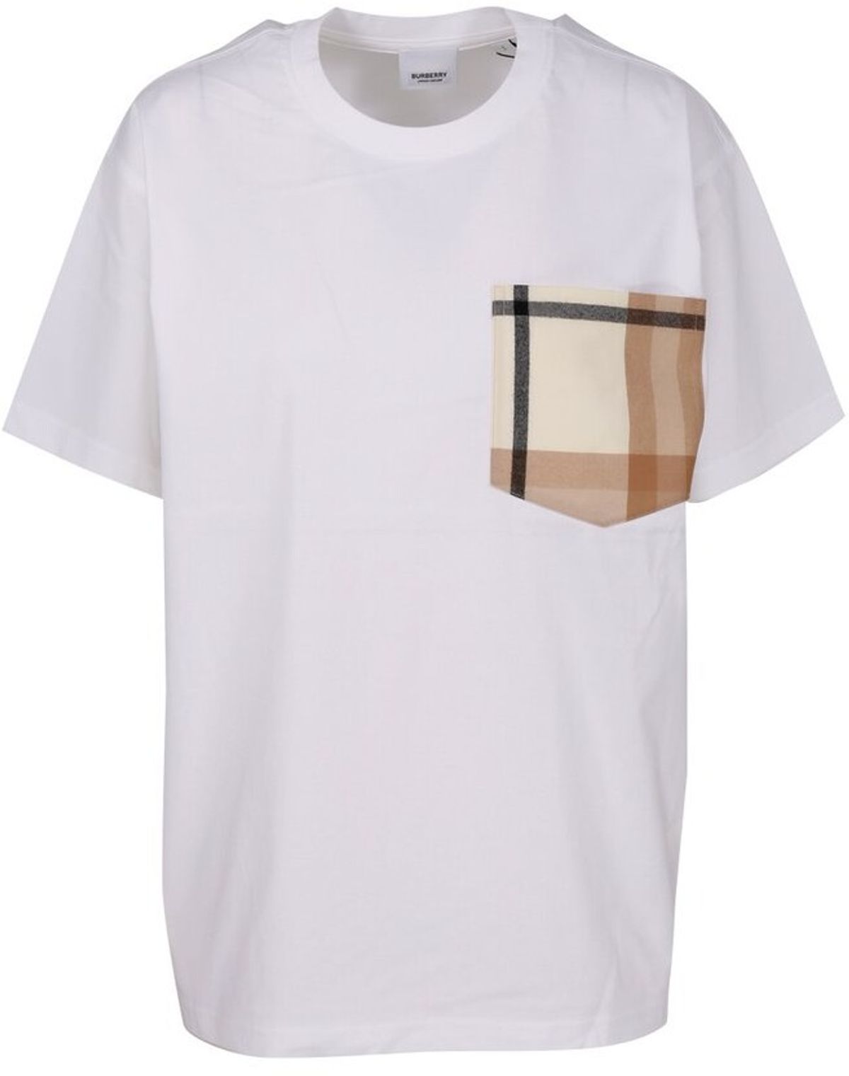 Burberry Burberry Checked Pocket Detail White T-Shirt
