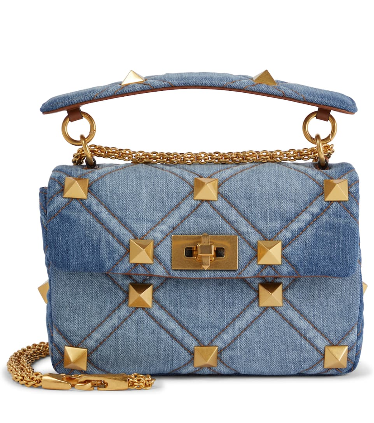 Valentino Roman Stud Denim Shoulder Bag