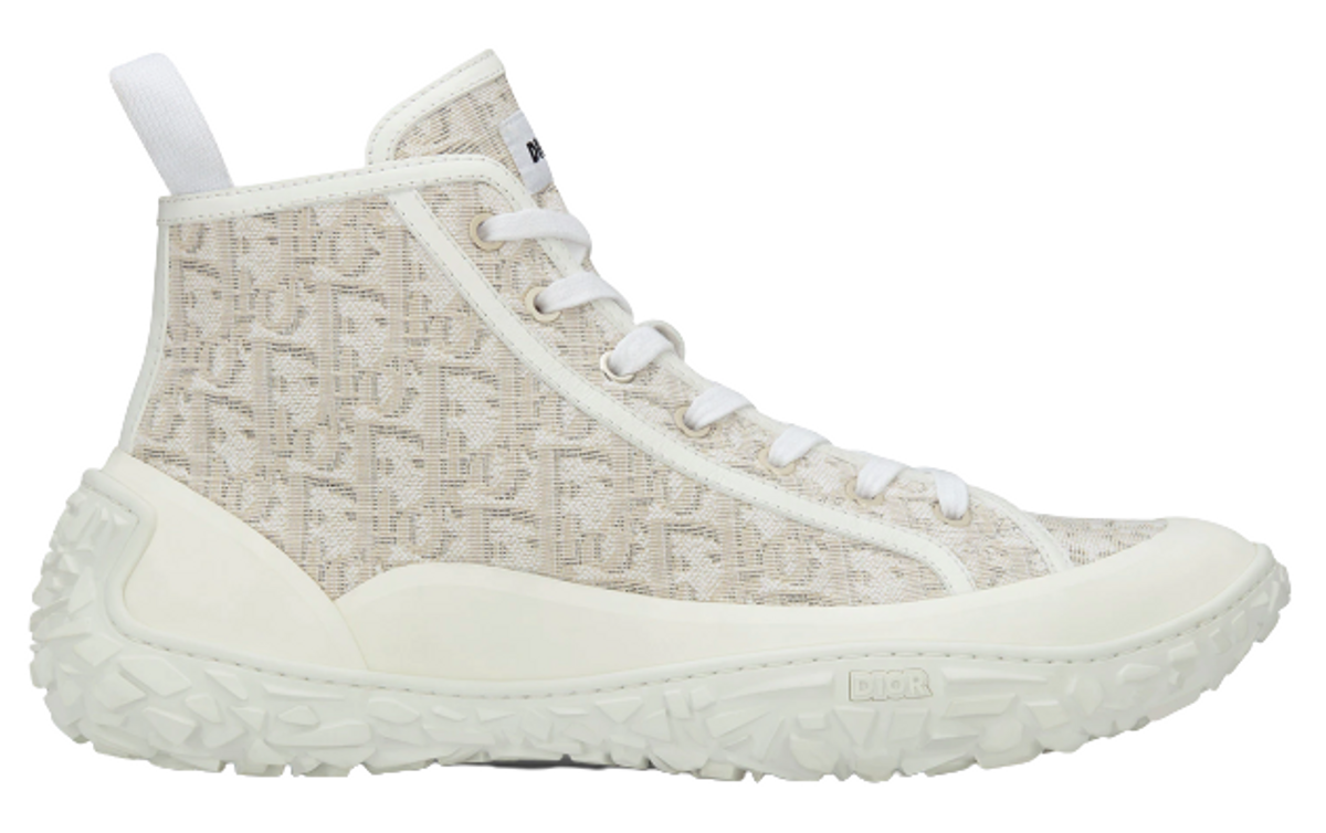 Dior Diorizon Off-White Oblique Jacquard and White Rubber Ankle Boots