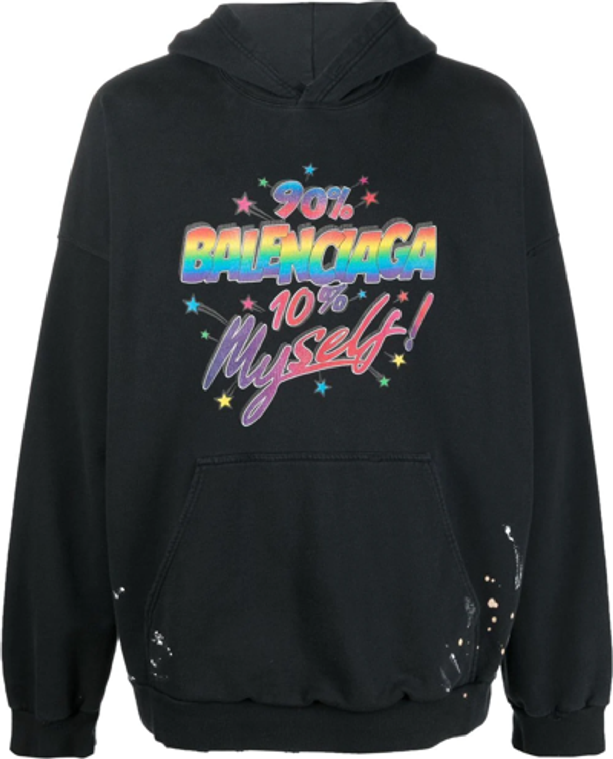 Balenciaga Wide Fit Slogan-print Hoodie In Black