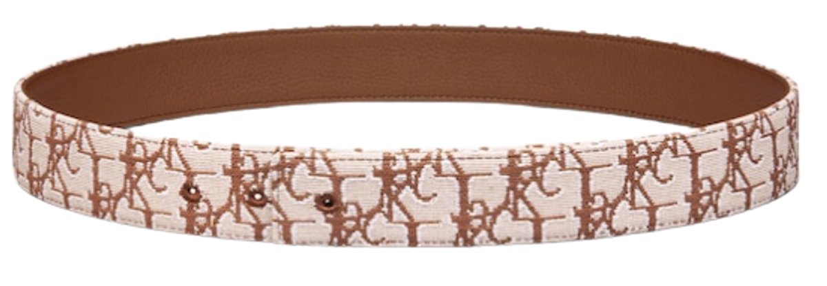 Dior Coffee Beige Oblique Jacquard Belt