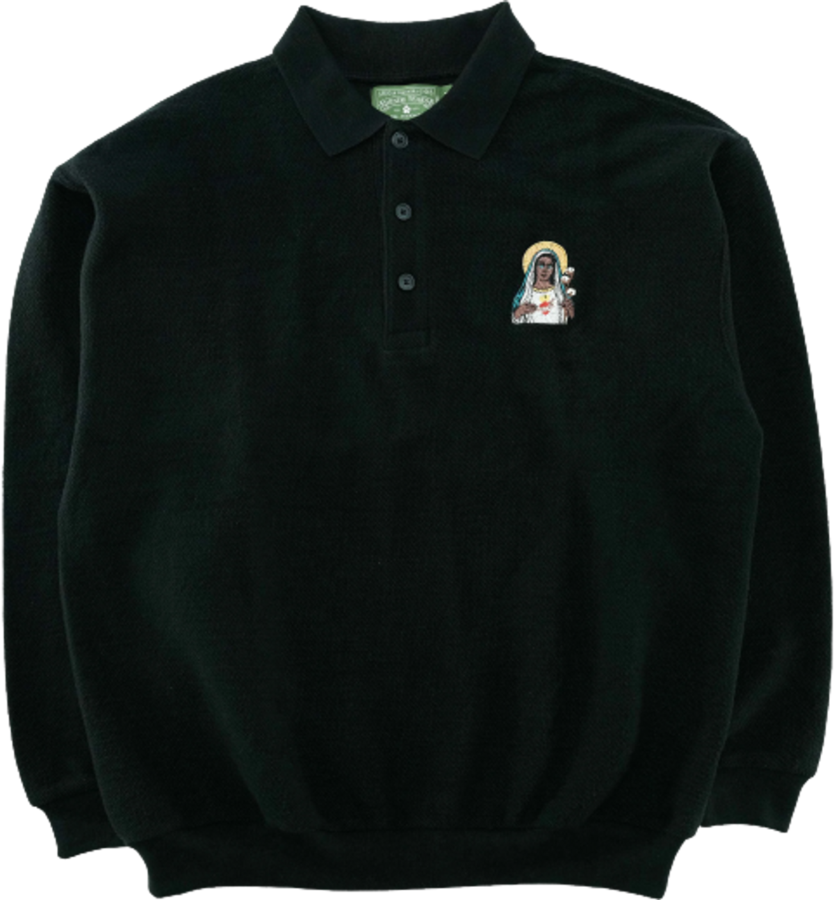 Denim Tears Black Madonna Long Sleeve Pull Over Polo Sweater