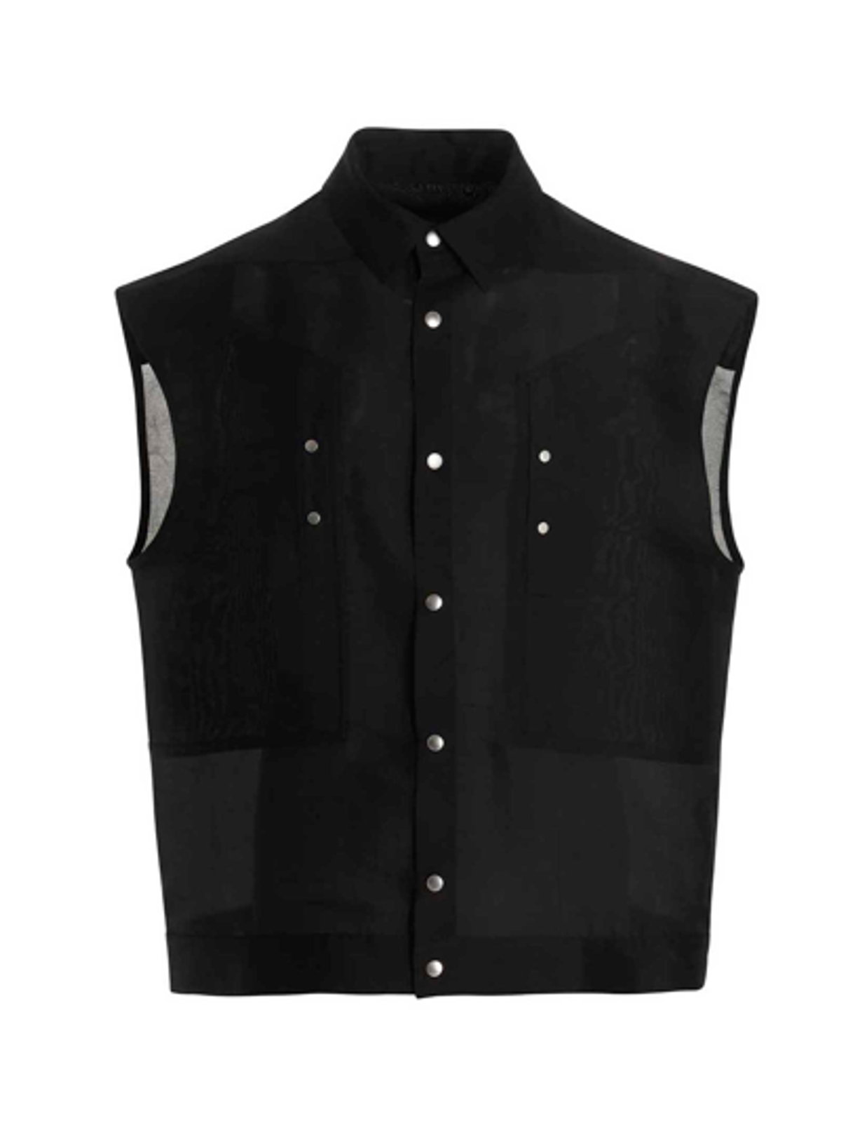 Rick Owens Ryder Semi Sheer Relaxed Fit Silk Blend Organza Shirt