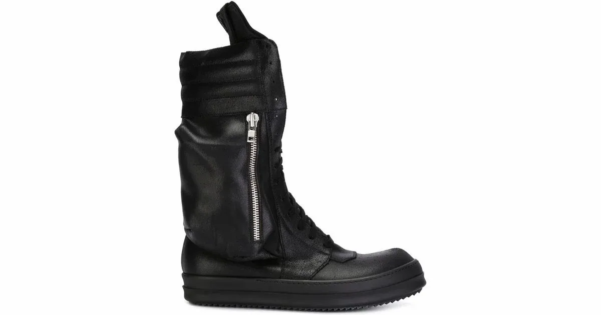 Rick Owens Leather Cargo Boots