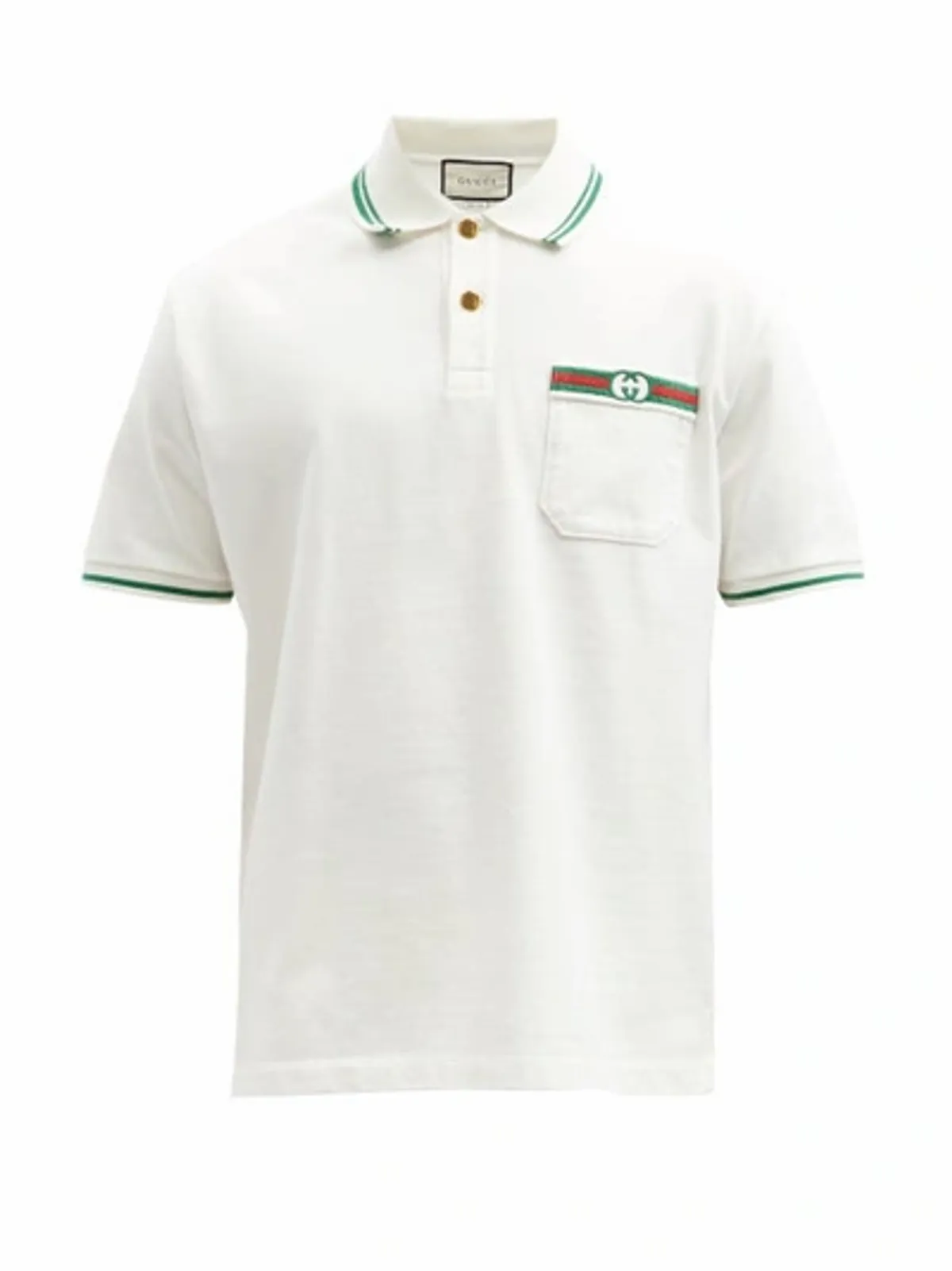 Gucci Cotton Polo With Web & Interlocking G In White