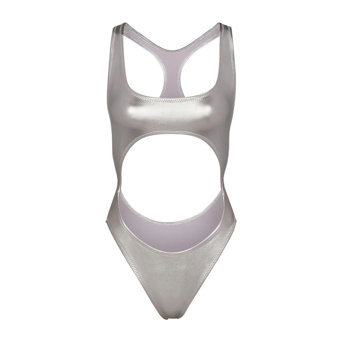 Skims Nickel Metallic Swim Cut-Out Monokini