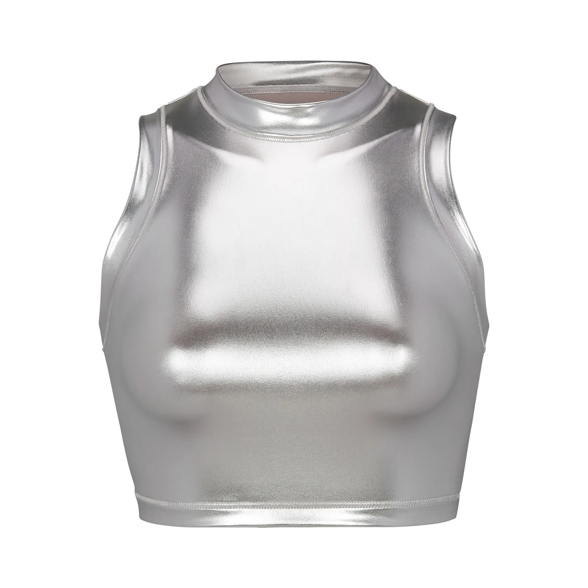 Skims Nickel Metallic Swim Mock Neck Tank