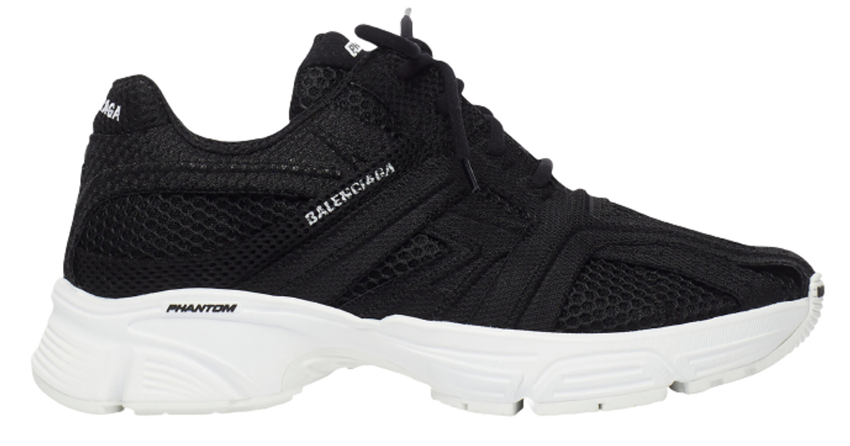 Balenciaga Black Fabric And Mesh And White Sole Phantom Sneakers