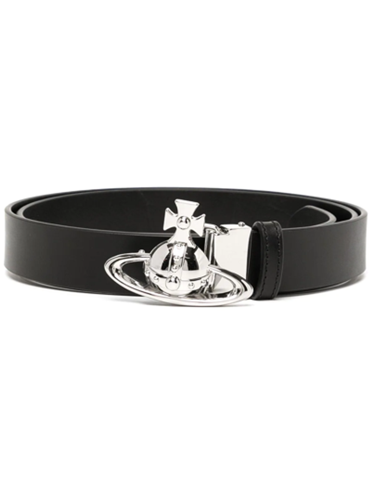 Vivienne Westwood Orb Buckle Palladium Belt In Black