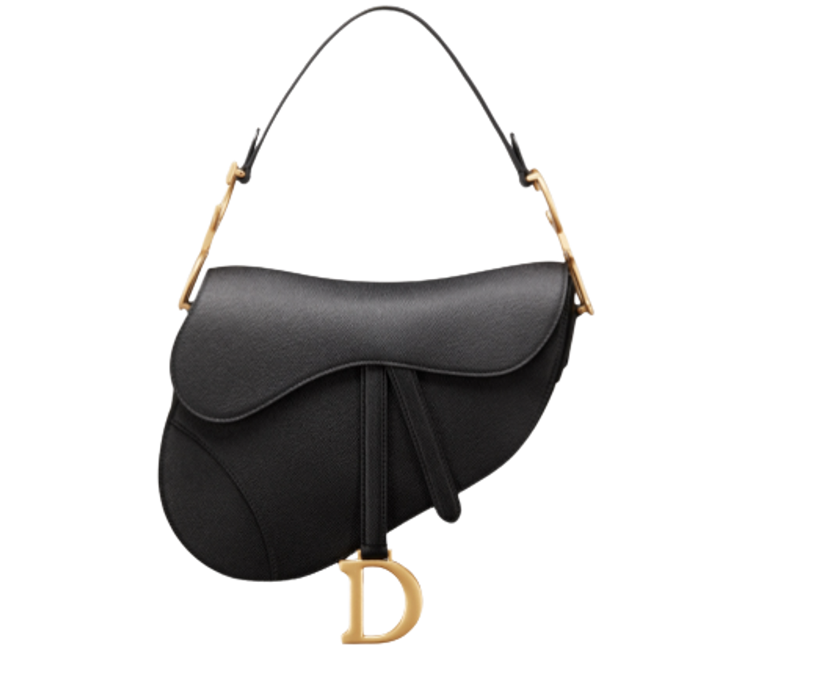 Dior Black Grained Calfskin Saddle Bag