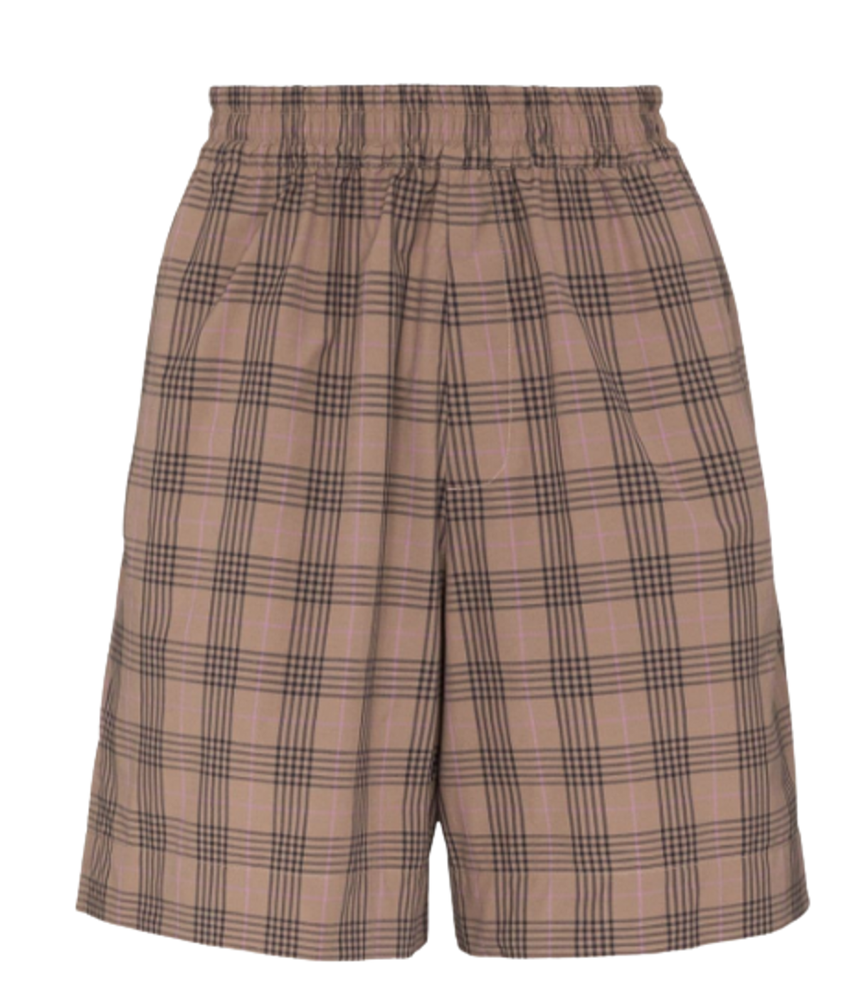 Studio Nicholson Brown Kite Check Print Cotton Bermuda Shorts