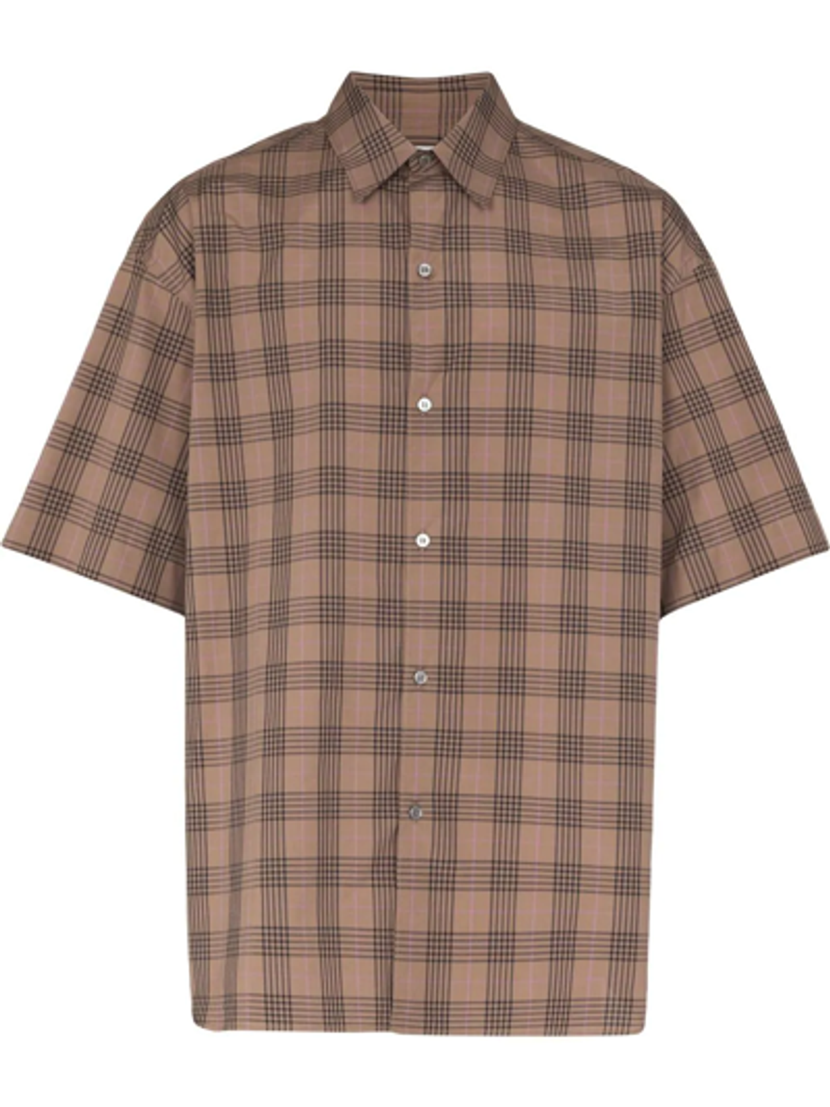 Studio Nicholson Brown Sorono Oversized Check Print Cotton Shirt