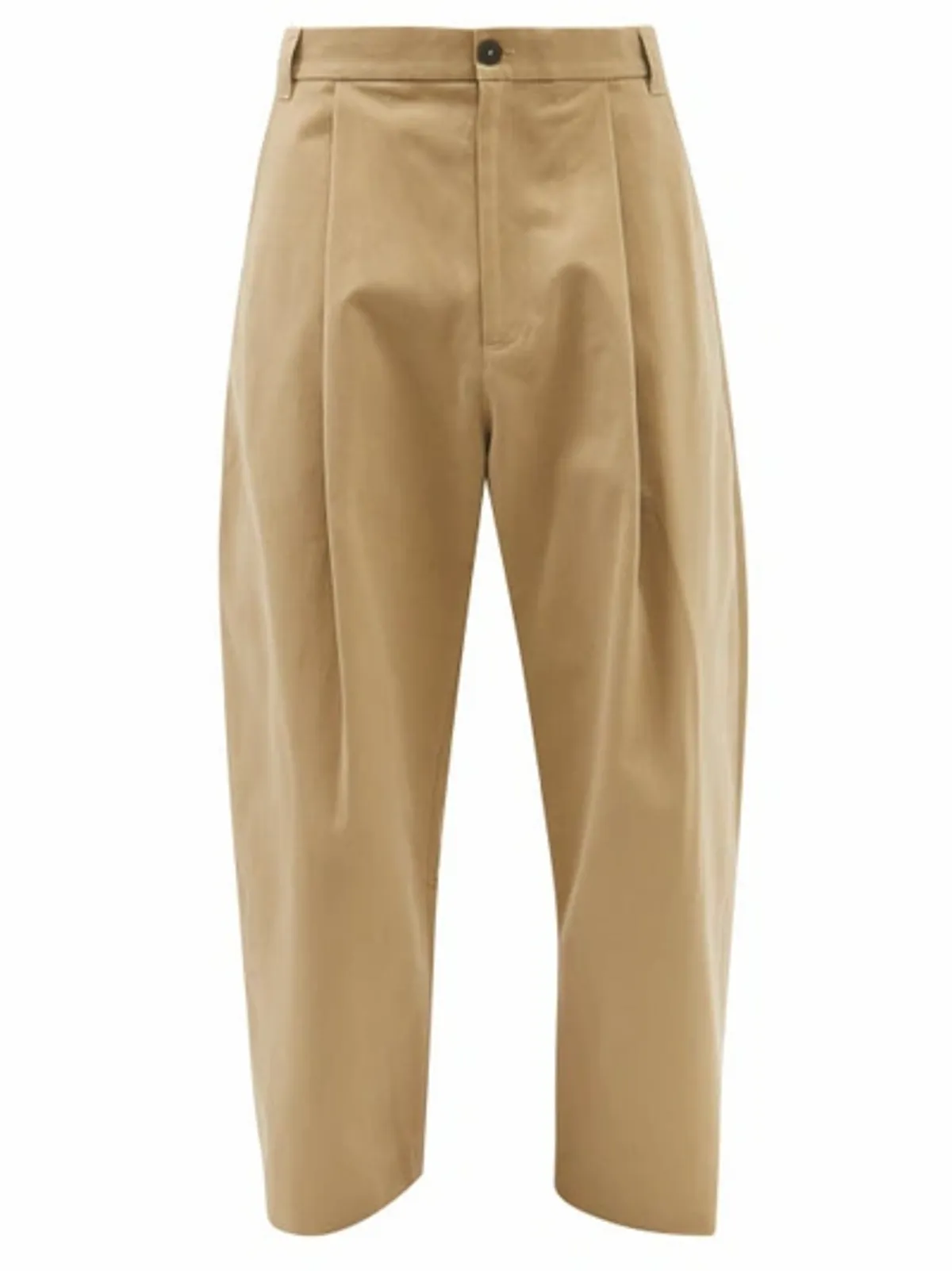 Studio Nicholson Neutral Sorte Cropped Wide Leg Cotton Trousers