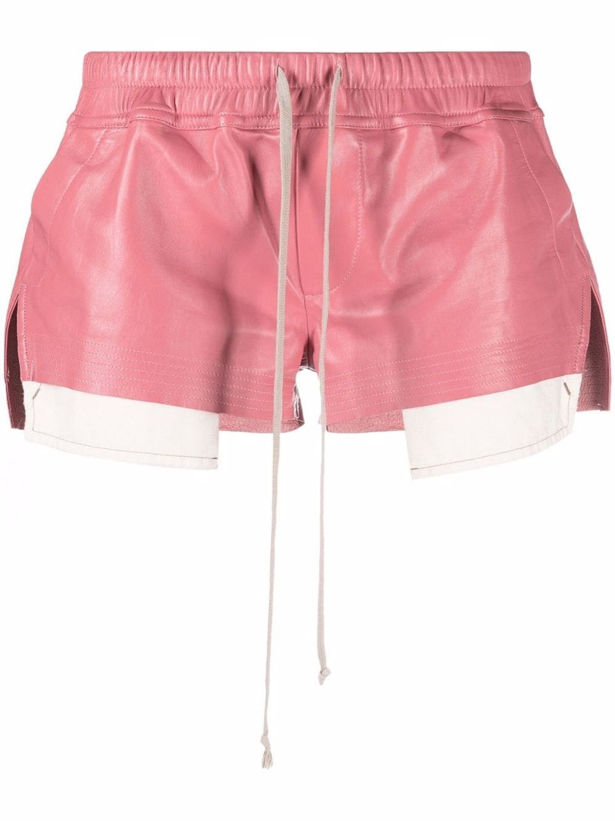 Rick Owens Boxers Drawstring-waist Leather Shorts In Pink