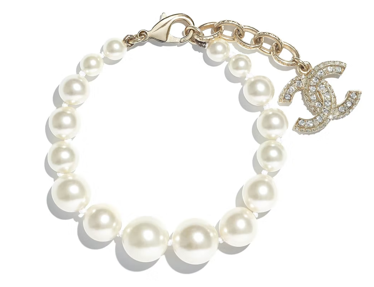 Chanel Interlocking Bracelet Gold/White/Crystal
