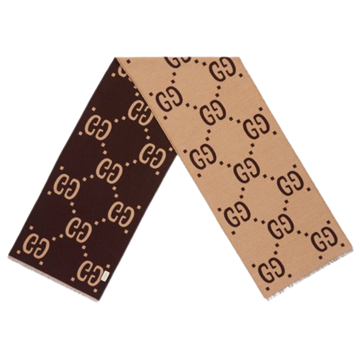 Gucci Gg Jacquard Wool Silk Scarf In Brown