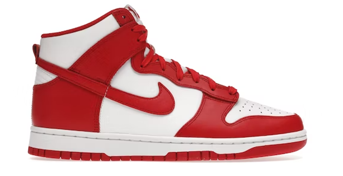 Nike Championship White And Red High Dunk Sneakers