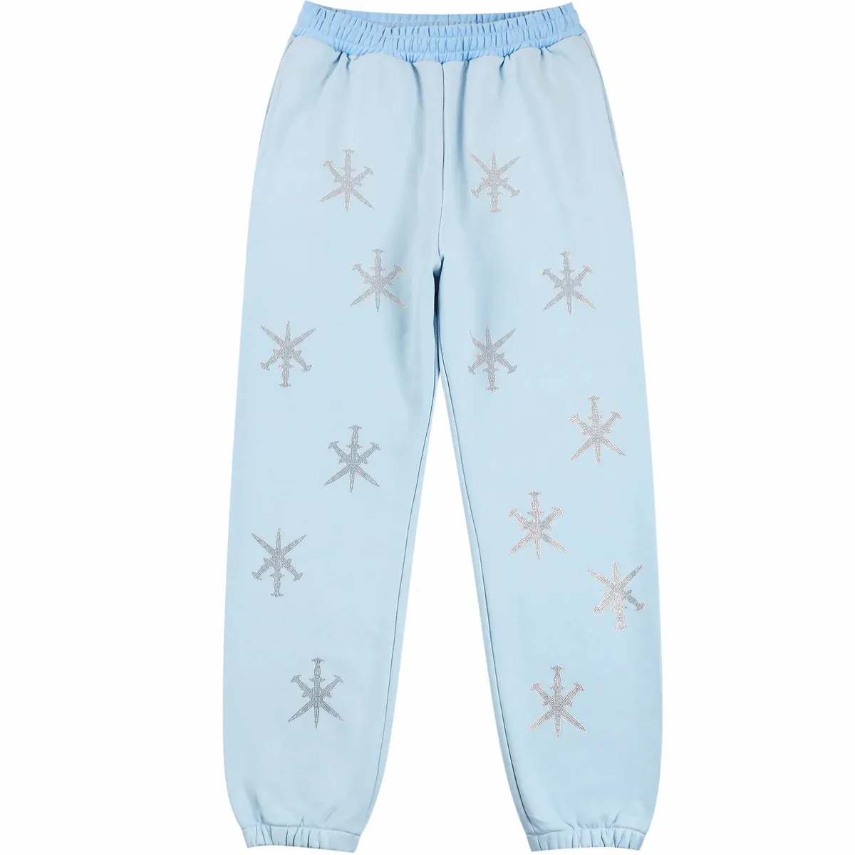 Unknown London Panelled Blue Rhinstone Pants