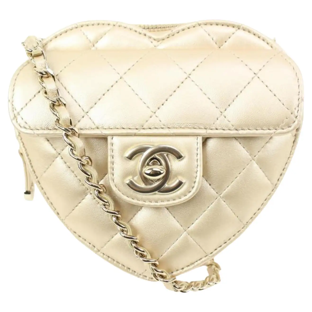 Chanel Gold Lambskin Love Mini Heart Bag