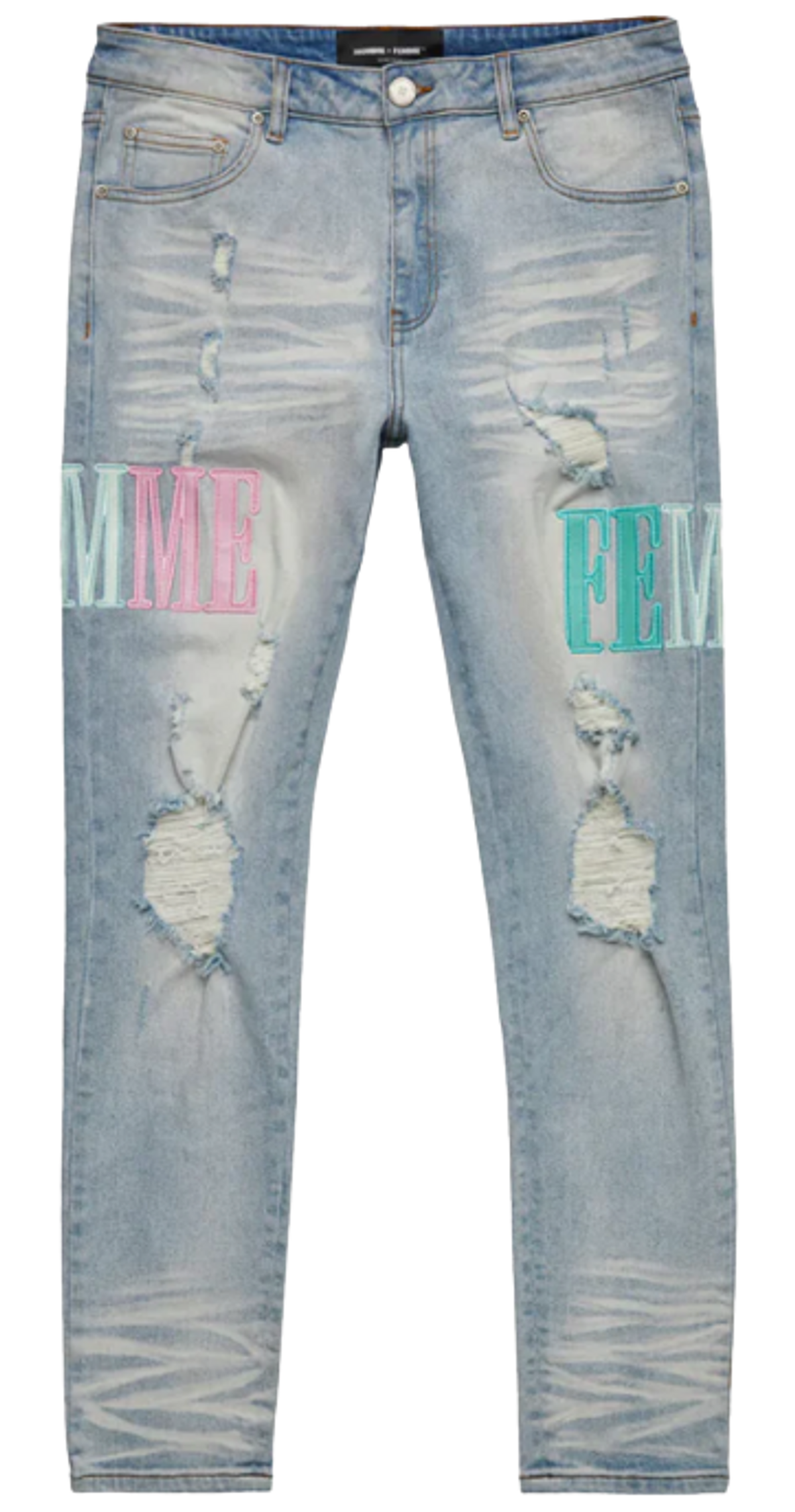 Homme + Femme Letterman Denim Blue Jeans