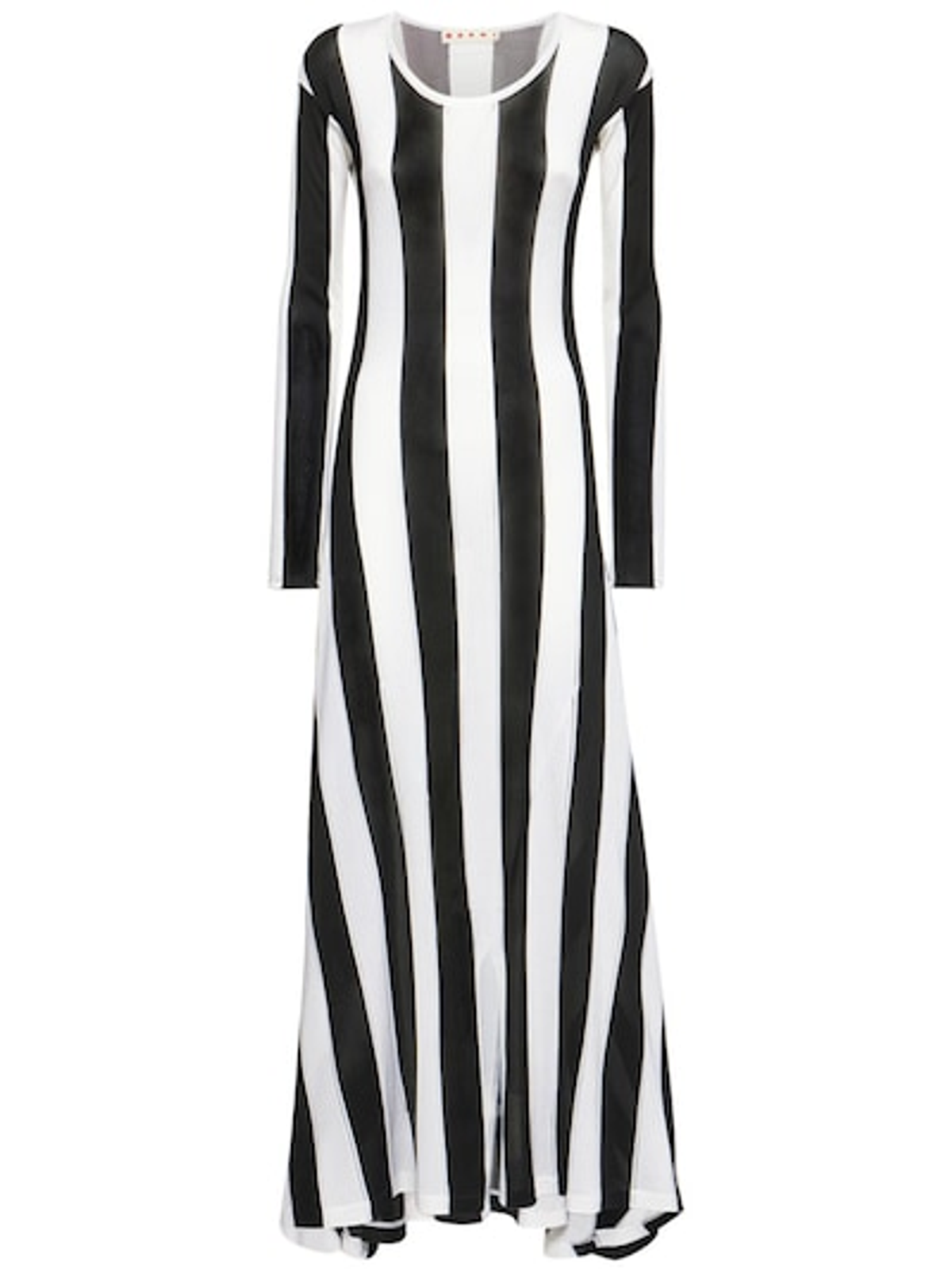 Marni Black And White Striped Viscose Knit Long Dress | WHAT'S ON THE STAR?