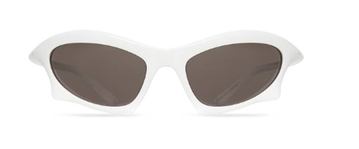 Balenciaga White Bat Rectangle Sunglasses