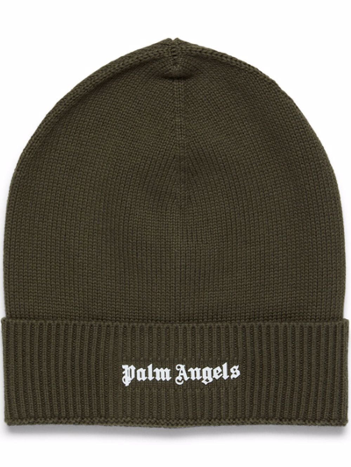 Palm Angels Green Embroidered-Logo Beanie Hat
