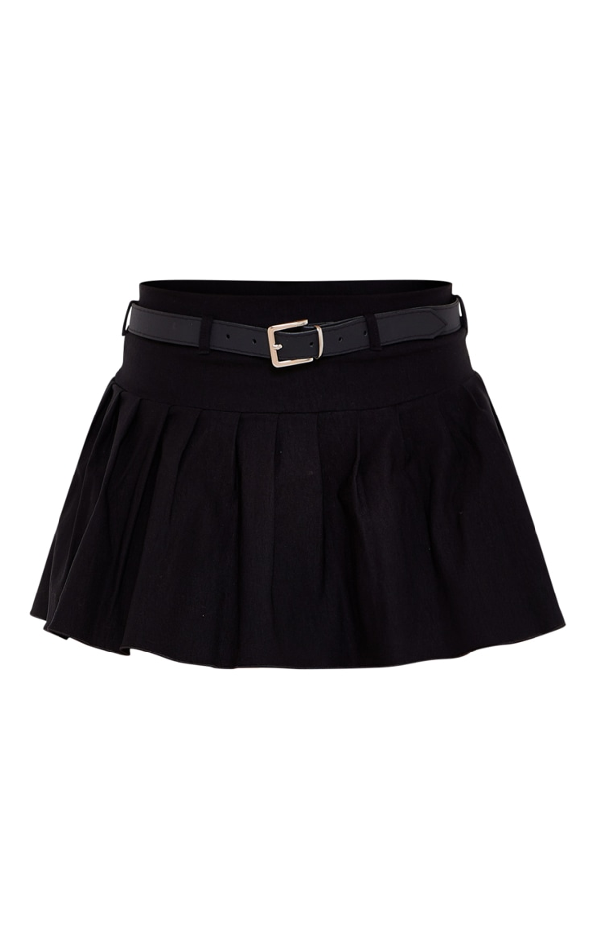 Pretty Little Thing Black Stretch Woven Belted Tennis Skirt