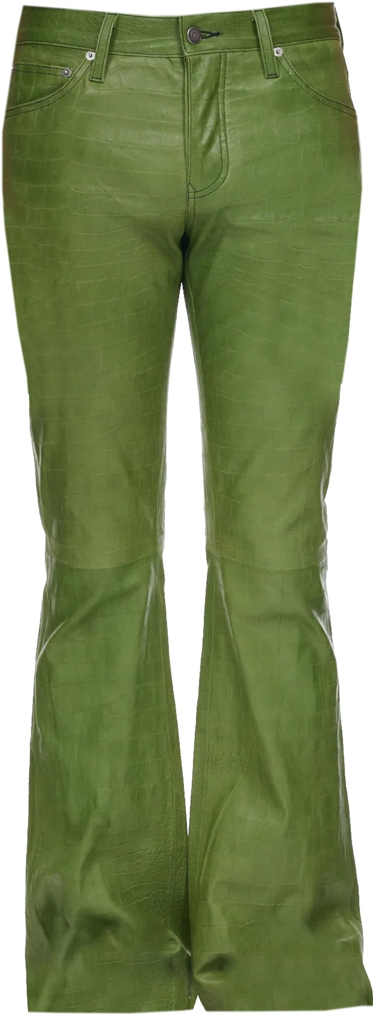 Cout De La Liberte Croco Green Leather Flare Pants