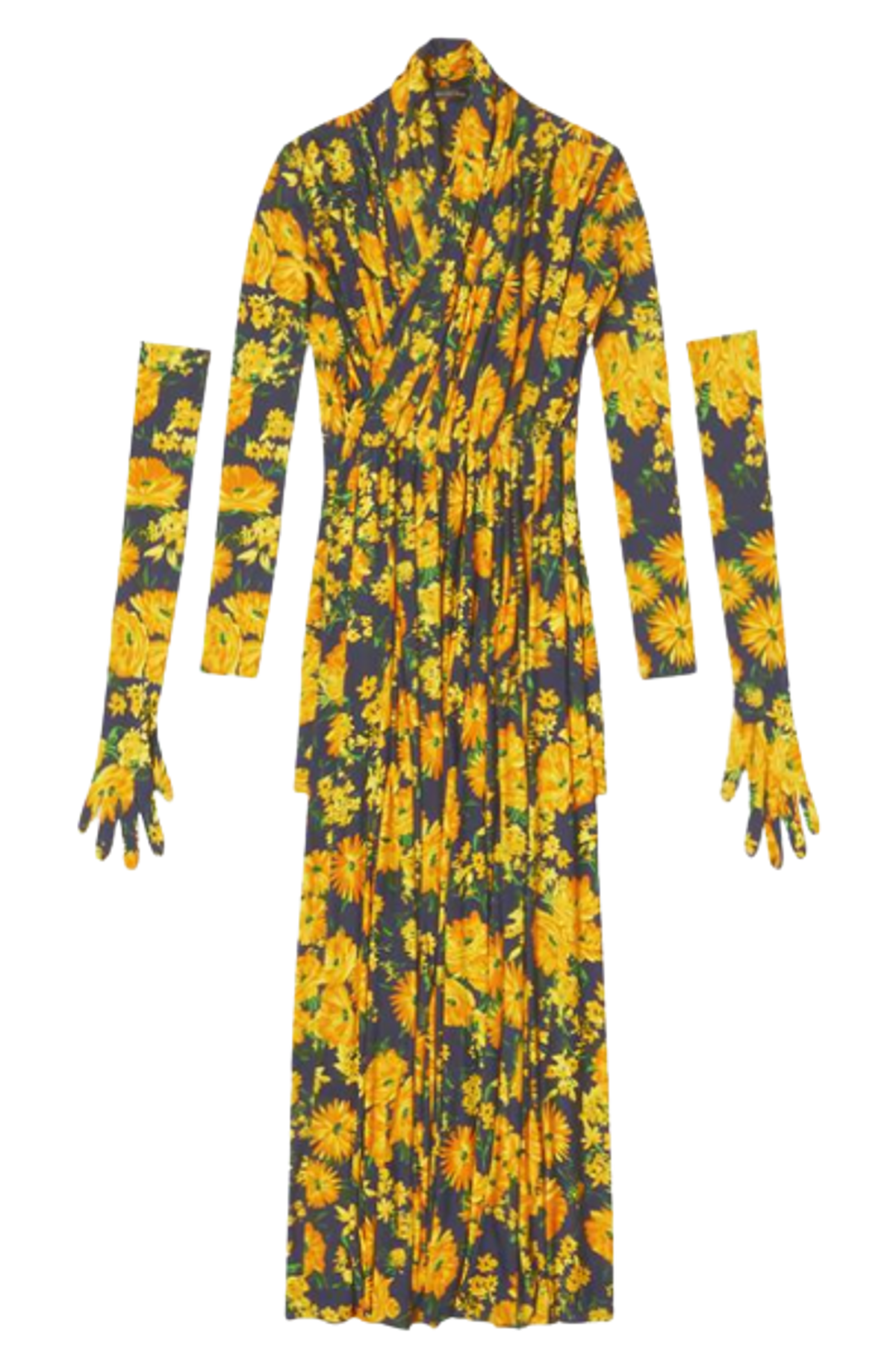 Balenciaga Yellow Bouquet Draped Dress
