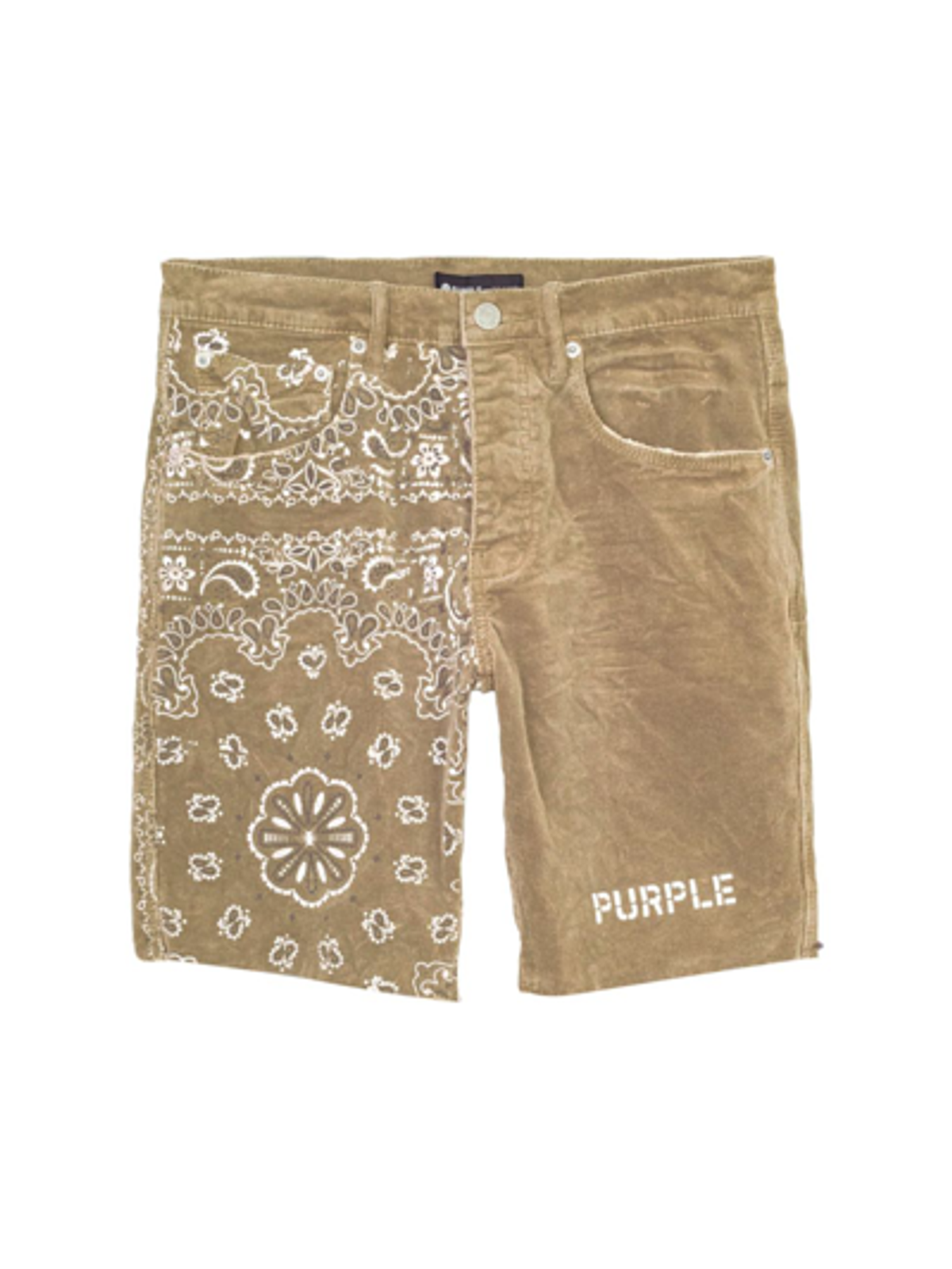 Purple Brand Pieced Bandana Corduroy Shorts