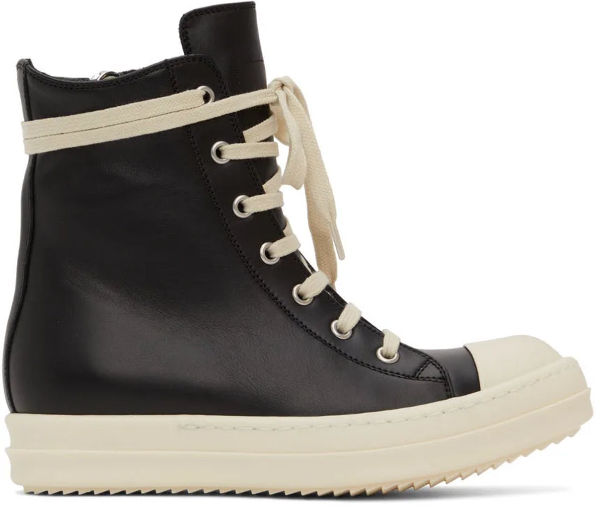 Rick Owens Black Calfskin High Sneakers