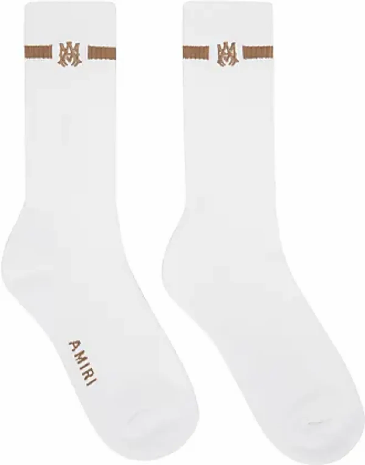 Amiri Micro Brown Logo White Socks