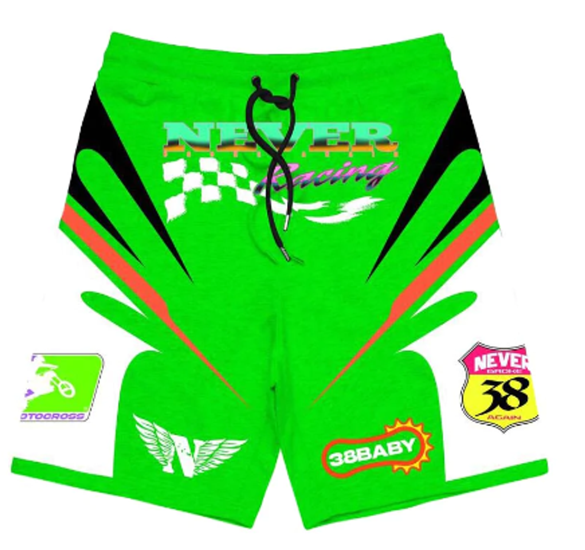 Never Broke Again Lime Moto Shorts