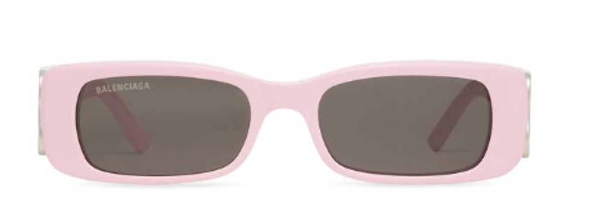 Balenciaga Pink Acetate Dynasty Rectangle Sunglasses