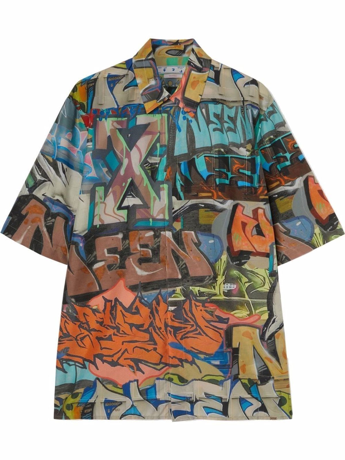 Off-White Multicolored Graffiti Print Short Sleeved Shirt