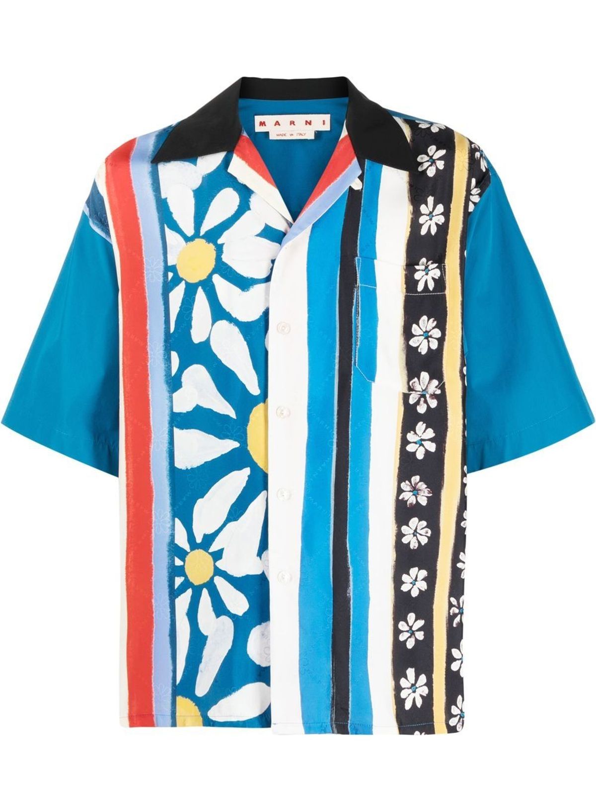 Marni Floral-Stripes Bowling Shirt