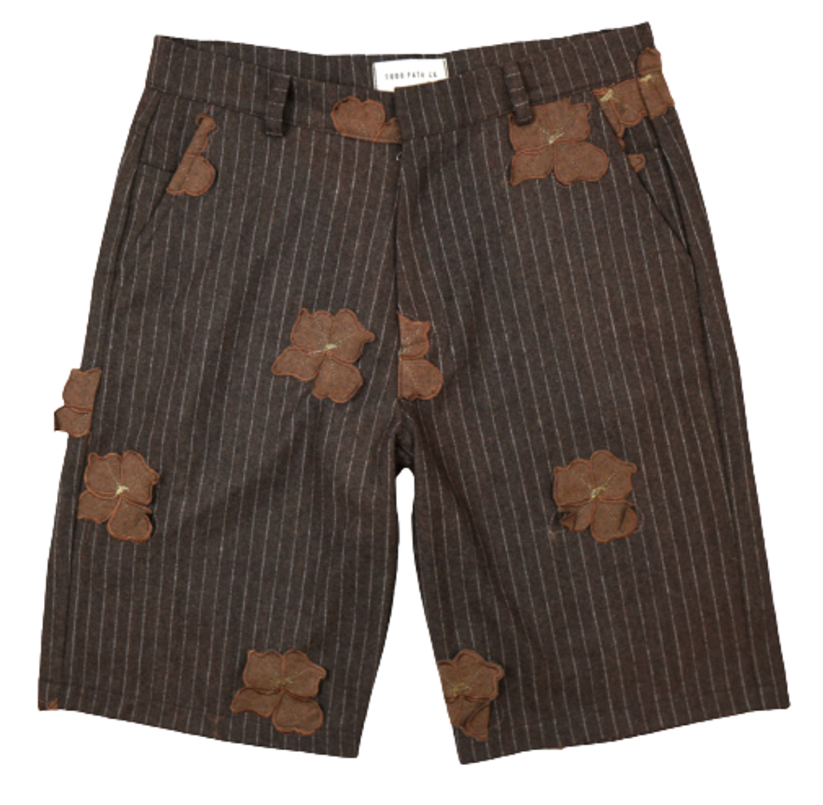 Todd Patrick Floral Patch Brown Wool Bermuda Shorts