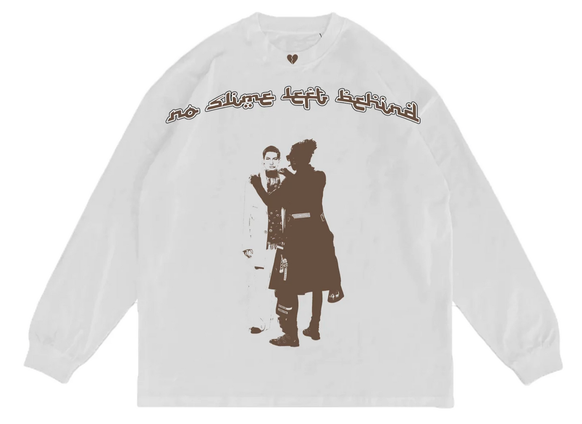 Slime Hearts No Slime Left Behind White & Brown Long-Sleeve T-Shirt