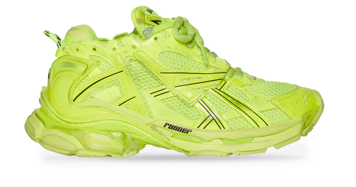 Balenciaga Neon Yellow Mesh And Nylon Runner Sneakers