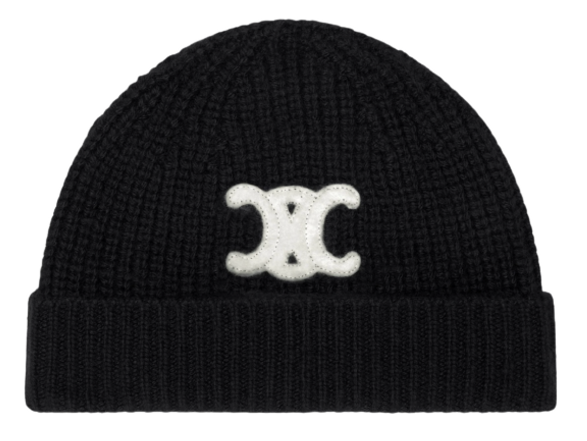 Celine Seamless Cashmere Black Triomphe Beanie