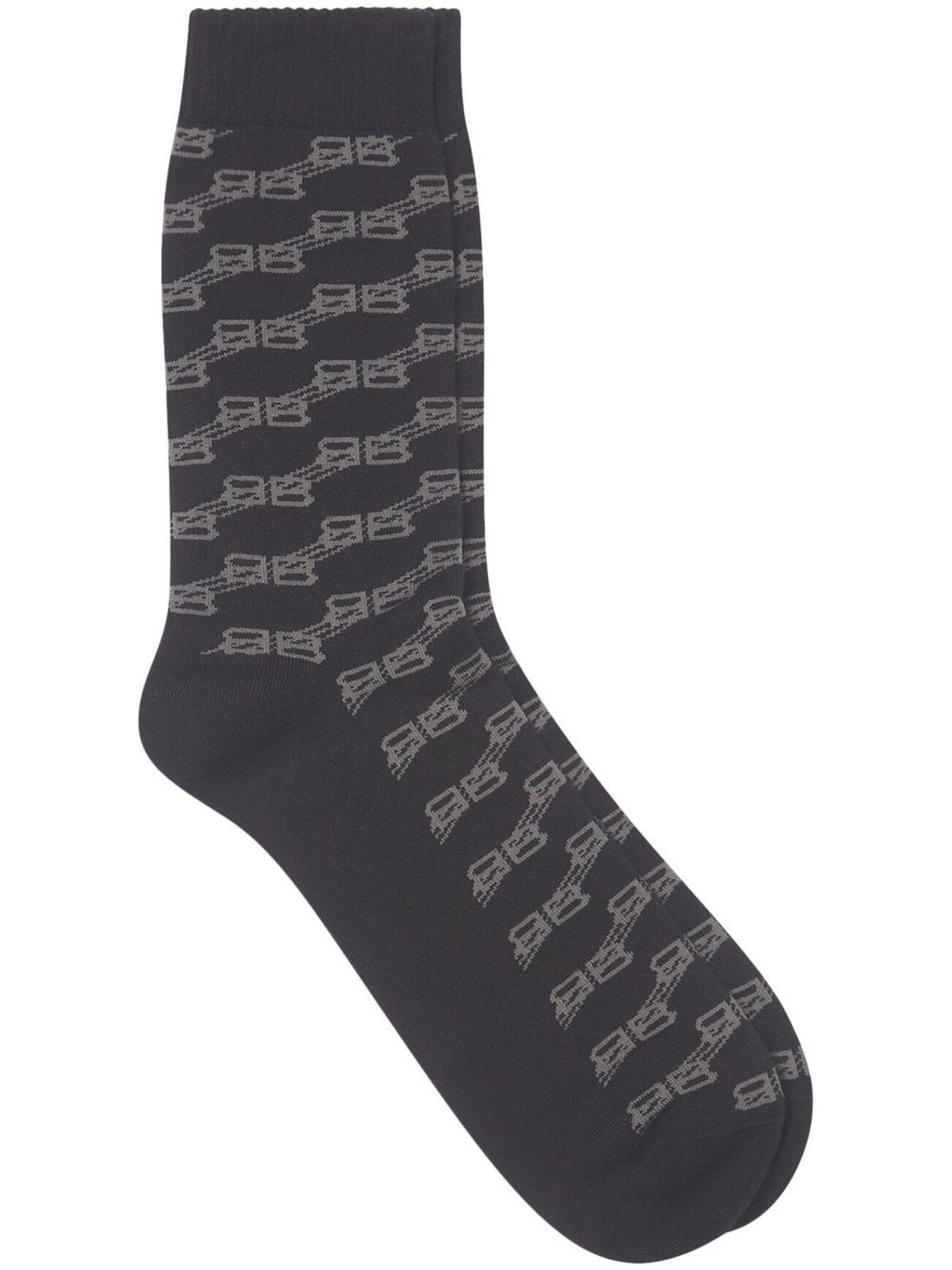 Balenciaga Monogram Print Cotton Black Socks