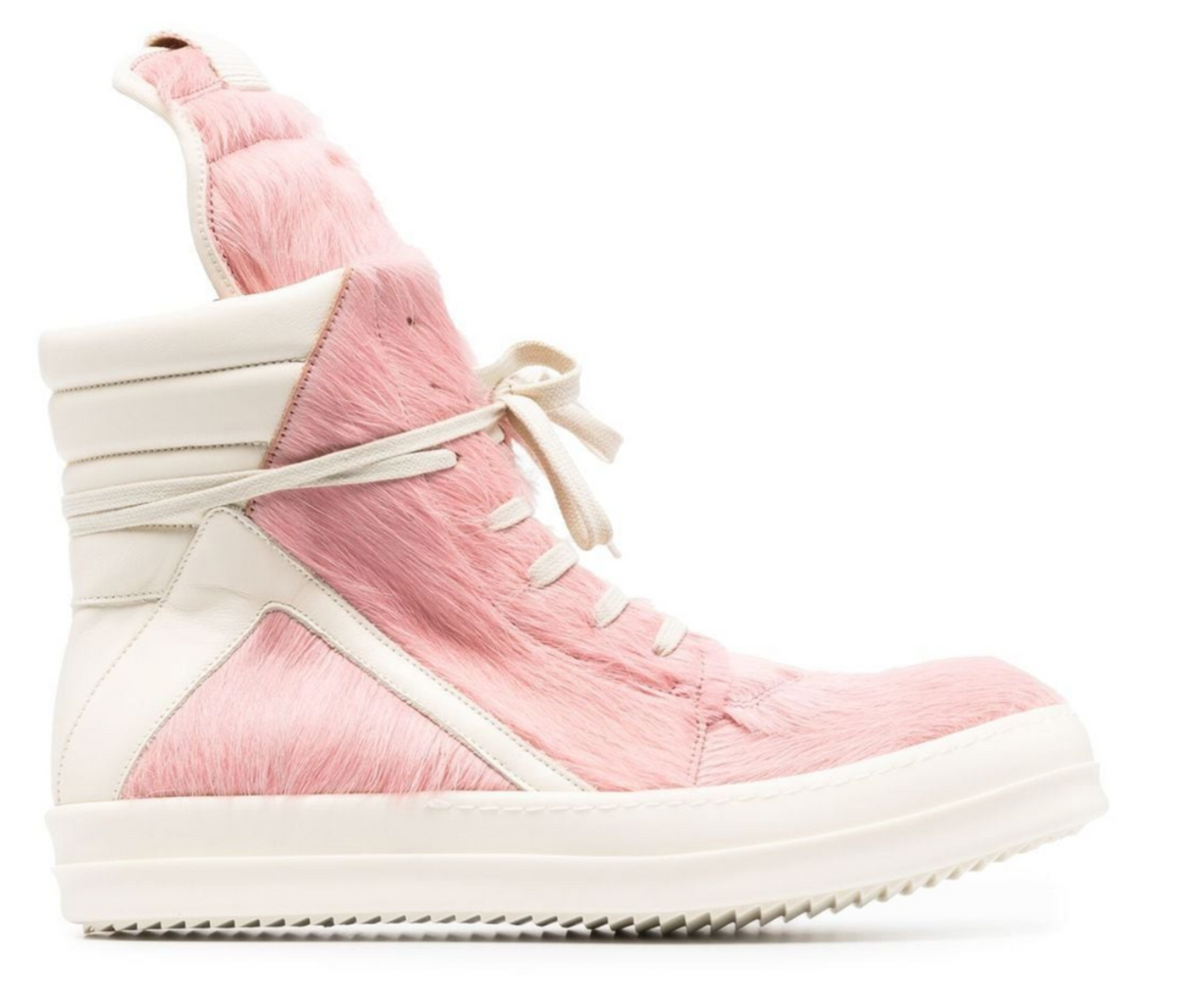Rick Owens Ankle-Length Lace-Up Pink Sneakers